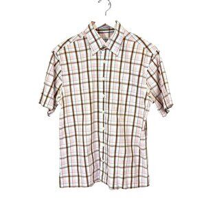 Rochas Paris Shirt Mens Medium Muti Multi Plaid Short  Sleeve Casual Fit